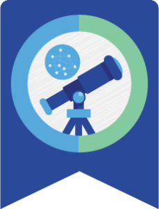 Telescope on a blue banner