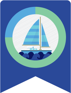 Sailboat at sea on a blue banner